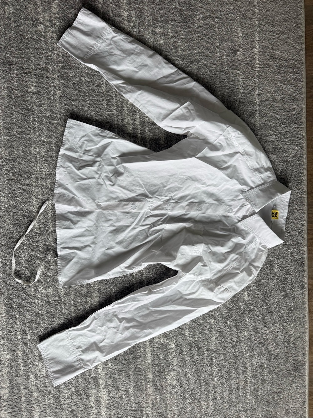 White button down open back shirt